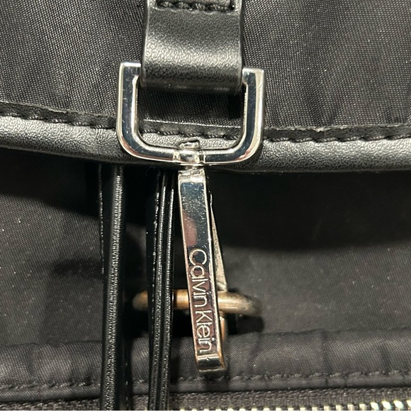 Calvin Klein Women’s black nylon backpack with silver accents, pockets - Picture 3 of 12